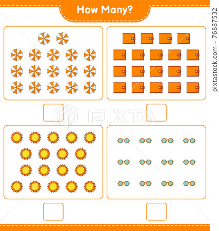 Counting game, how many Sun, Beach Umbrella,... - Stock Illustration ...