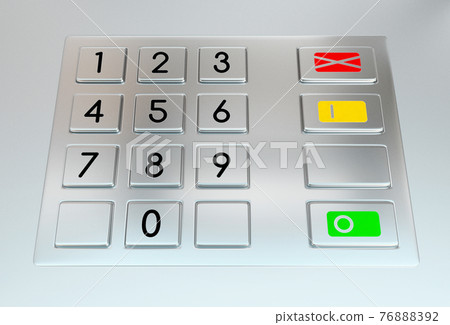 Atm machine keypad with numbers 3D illustration Atm machine keypad with numbers 3D illustration 76888392