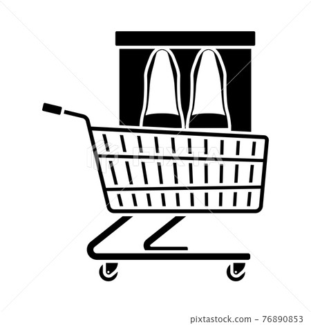 Shopping Cart With Shoes In Box Icon 76890853