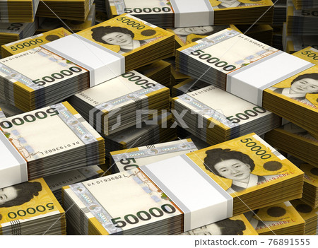 Stack of South Korean Won Stack of South Korean Won 76891555