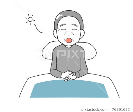 Bedroom yawning elderly man 76891653