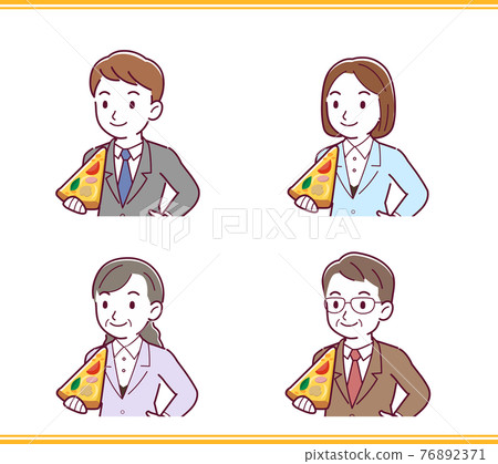 Pizza eaters at company parties 76892371