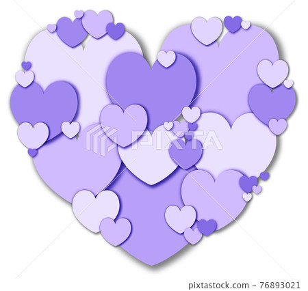 Heart material Heart made by collage of large and small pastel blue-purple hearts Background white Other colors available Heart material Heart made by collage of large and small pastel blue-purple hearts Background white Other colors available 76893021