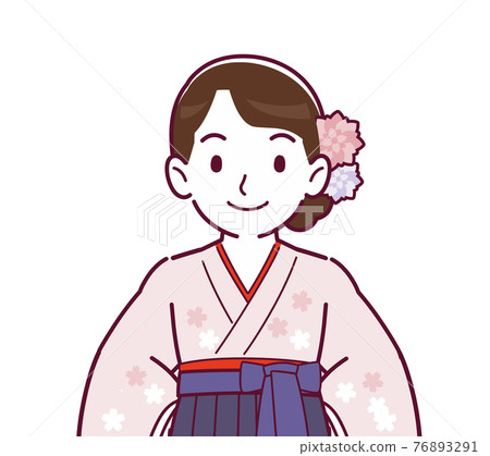 A woman wearing a haori hakama A woman wearing a haori hakama 76893291