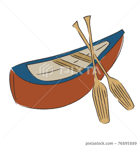 戶外皮划艇船船插畫手繪水彩筆 76895889