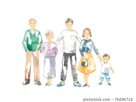 A smiling three-generation family 76896728