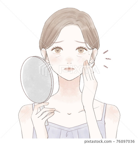 A woman suffering from fine wrinkles A woman suffering from fine wrinkles 76897036