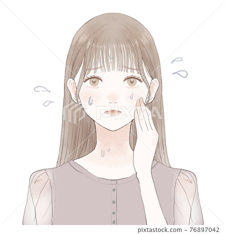 Women suffering from hyperhidrosis 76897042