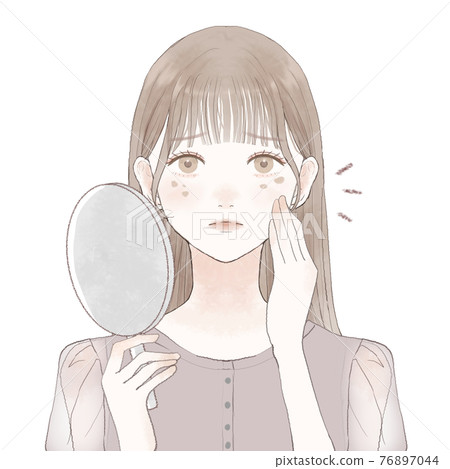 一名患有面部斑點的女人 76897044