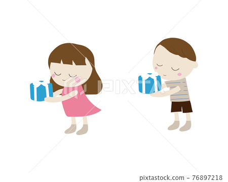 拿著禮物的孩子 拿著禮物的孩子 76897218