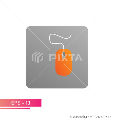 Icon, computer mouse orange on a gray square. On a white background. Devices for the computer. Flat vector illustration. Icon, computer mouse orange on a gray square. On a white background. Devices for the computer. Flat vector illustration. 76900372
