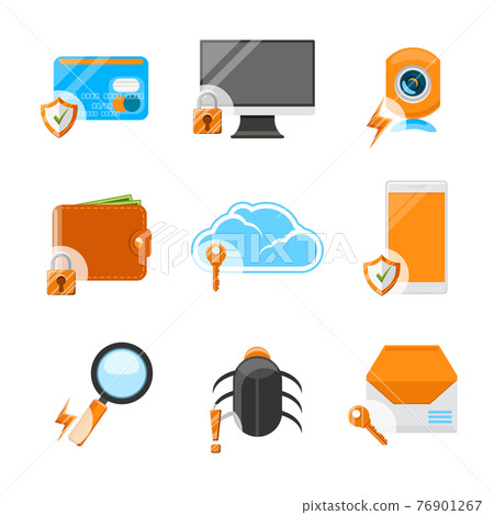 Network security flat icon set - Stock Illustration [76901267] - PIXTA