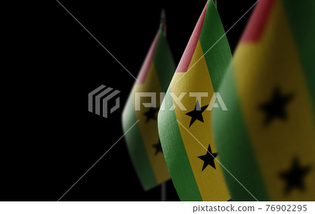 Small national flags of the Sao Tome and Principe on a black background Small national flags of the Sao Tome and Principe on a black background 76902295