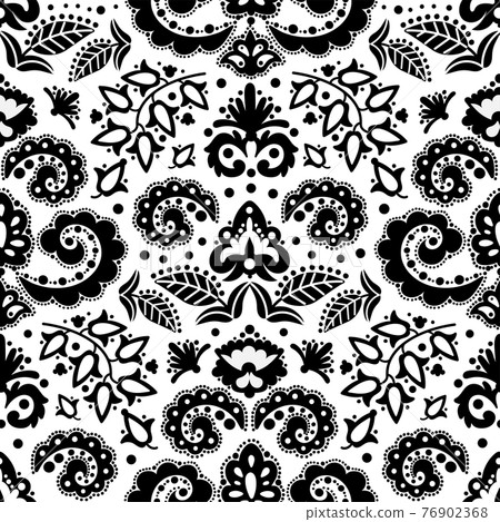 ETHNIC BLACK Oriental Tatar Ornament Doodle Folk Seamless Pattern Vector Illustration For Print ETHNIC BLACK Oriental Tatar Ornament Doodle Folk Seamless Pattern Vector Illustration For Print 76902368