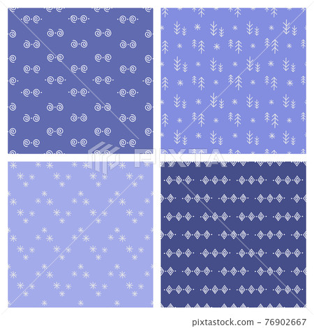ESKIMO SET Alaska Northern People Winter Traditional Ethnic Flat Design Hand Drawn Seamless Pattern Vector Illustration For Print 76902667