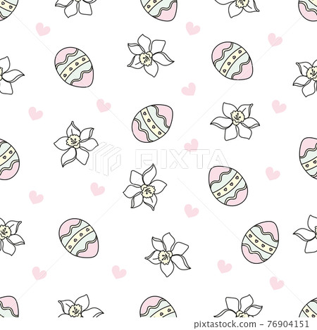 EASTER EGG Great Religious Holy Holiday Cartoon Seamless Pattern Vector Illustration For Print EASTER EGG Great Religious Holy Holiday Cartoon Seamless Pattern Vector Illustration For Print 76904151