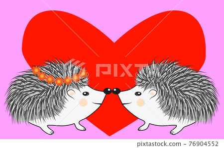 Invitation card with cute cartoon Hedgehogs in... - Stock Illustration ...