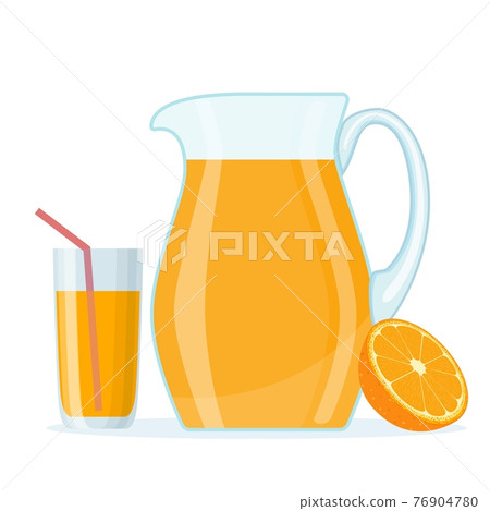 orange juice in transparent glass jar. 76904780