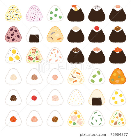 Rice ball icon set C line 76904877
