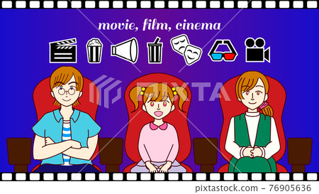 Family (father / mother / children) set to watch in movie theaters and theaters 76905636