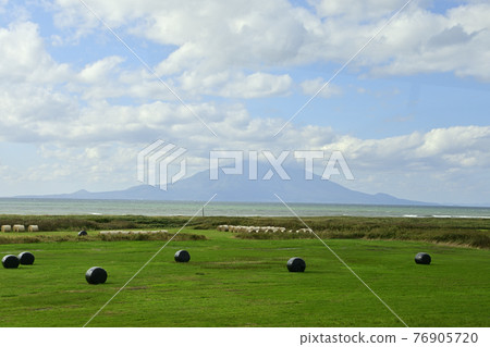 Rishiri Island from Sarobetsu Wilderness Pasture 76905720