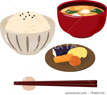 Brown rice, miso soup, pickles Brown rice, miso soup, pickles 76906339