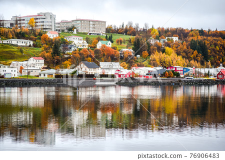Akureyri in autumn of Iceland 76906483