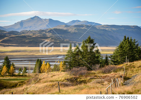 scenic landscape in summer of Iceland 76906502