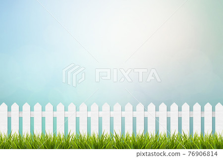 grass and fence under pastel sky 76906814