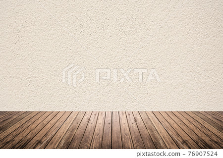 Empty room of beige wall and wood floor Empty room of beige wall and wood floor 76907524