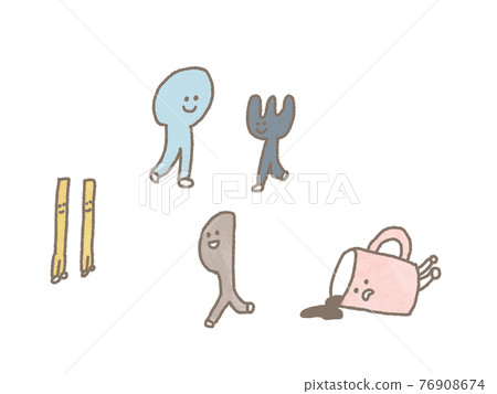 Cutlery race illustration (color) 76908674