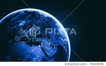 Planet earth globe view from space showing realistic earth surface and world map Planet earth globe view from space showing realistic earth surface and world map 76909696