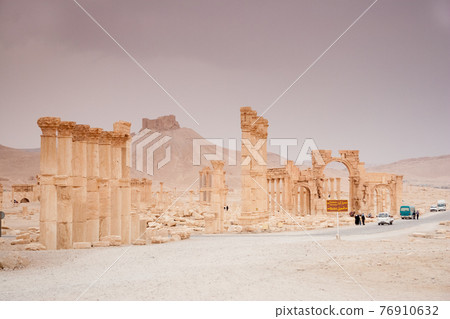 Ruins of the ancient city of Palmyra, Syrian Desert 76910632