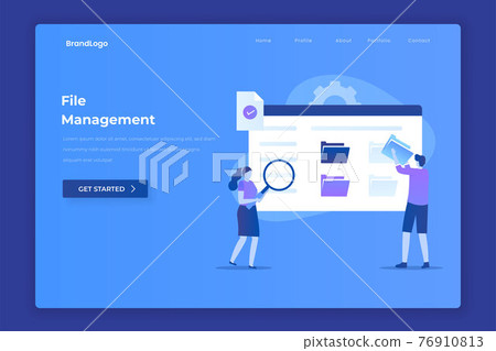 File management landing page illustration concept. Illustration for websites, landing pages, mobile applications, posters and banners. 76910813