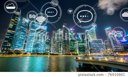 Smart digital city with globalization abstract graphic showing connection network 76910981