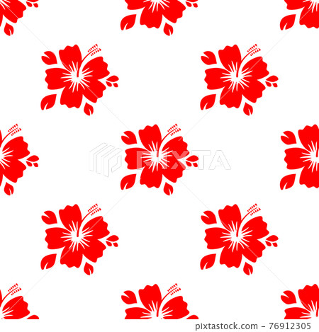 Seamless pattern with red flower - Stock Illustration [76912305] - PIXTA
