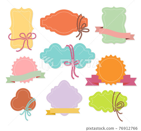 Set of labels or tags with ribbons - Stock Illustration [76912766] - PIXTA