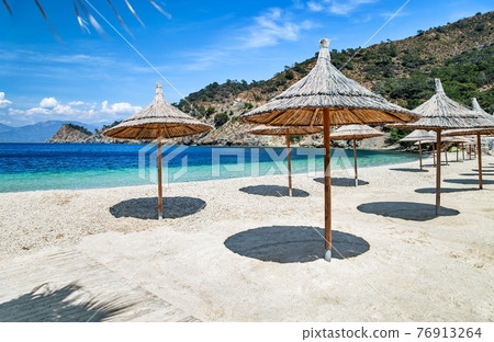 Empty beach near Fethiye during quarantine Empty beach near Fethiye during quarantine 76913264