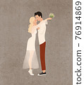 Cartoon wedding characters. Cute caucasian bride and groom. Couple newlyweds. Flat avatars people. Icons male, female 76914869