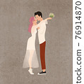 Cartoon wedding characters. Cute caucasian bride and groom. Couple newlyweds. Flat avatars people. Icons male, female 76914870