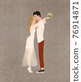 Cartoon wedding characters. Cute caucasian bride and groom. Couple newlyweds. Flat avatars people. Icons male, female 76914871