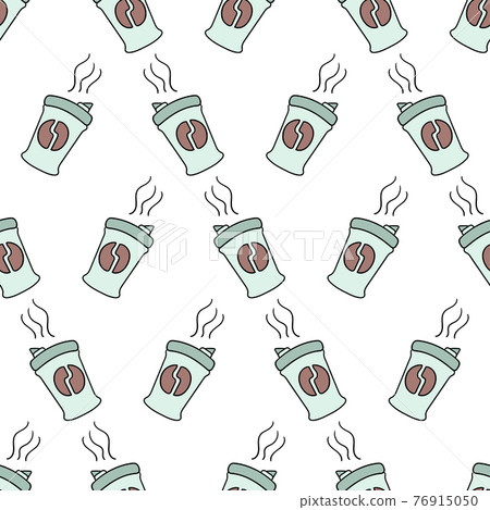 hot coffee break seamless pattern textile print. repeat pattern background design 76915050