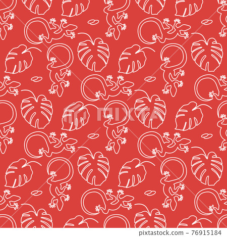 Vector Tropical Pattern Monstera Lizard Summer 76915184