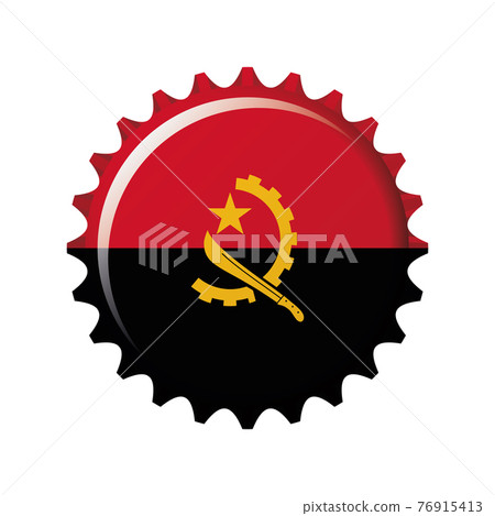 National flag of Angola on a bottle cap. Vector Illustration National flag of Angola on a bottle cap. Vector Illustration 76915413