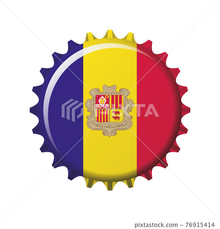 National flag of Andorra on a bottle cap. Vector Illustration National flag of Andorra on a bottle cap. Vector Illustration 76915414