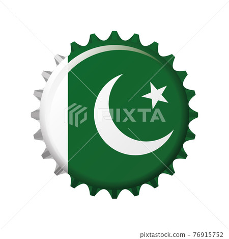 National flag of Pakistan on a bottle cap. Vector Illustration 76915752
