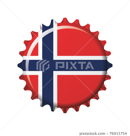 National flag of Norway on a bottle cap. Vector Illustration 76915754