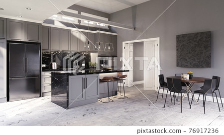 modern kitchen interior 76917236