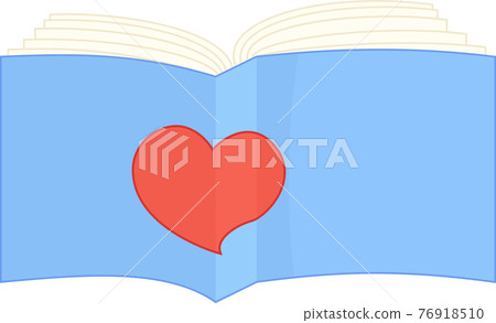 Book like sign. Blue book with red heart isolated on white. 76918510