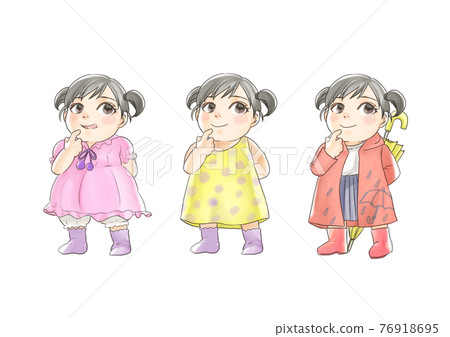 Short-sleeved summer rainy season twin-tailed girl Short-sleeved summer rainy season twin-tailed girl 76918695